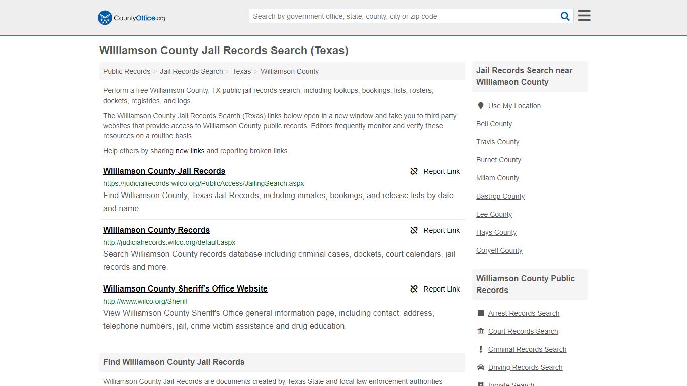 Williamson County Jail Records Search (Texas) - County Office