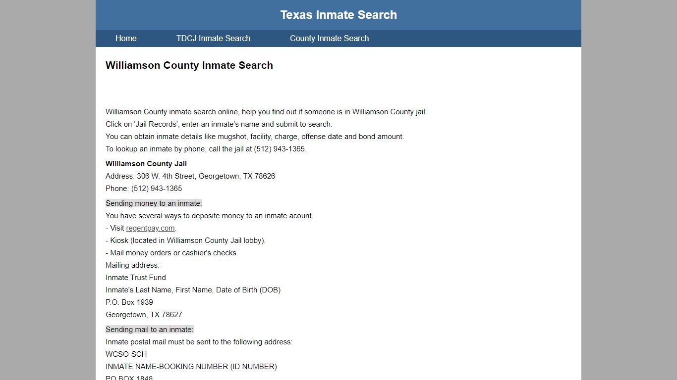 Williamson County Inmate Search